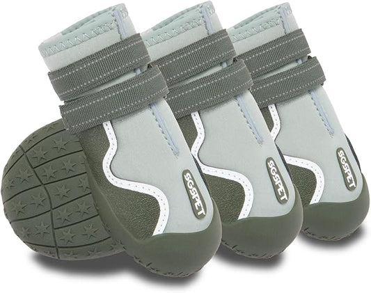 Dog Shoes Winter Snow Boots for Large Size Medium Dogs Reflective Anti-Slip Paw Protectors for Rain Booties Hot Pavement Hardwood Floors Running Water-Resistant Dog Shoes (Green, 4# (S))