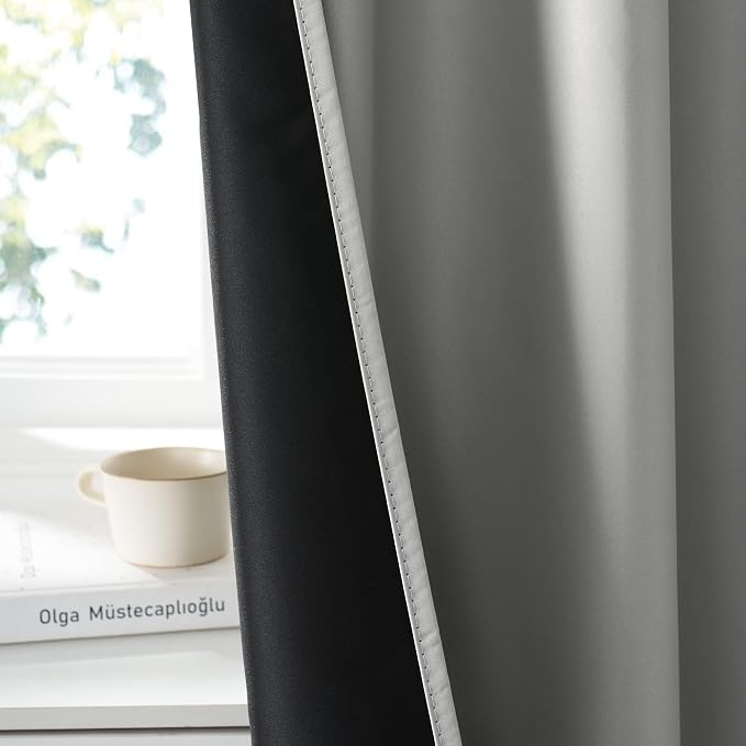 RYB HOME Bedroom Blackout Curtains 63 inches Long, 100% Blackout Thermal