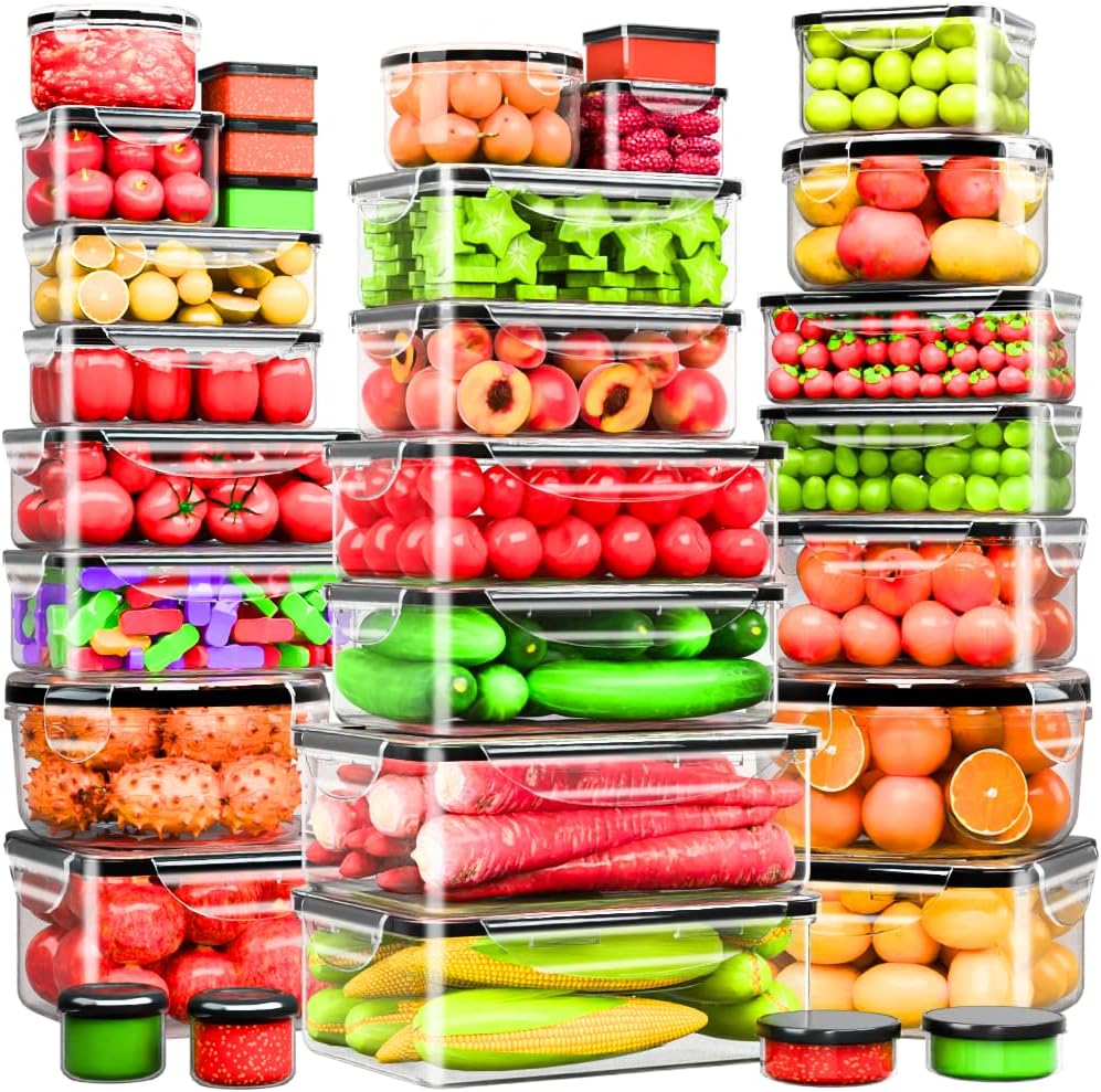 54 Pcs Food Storage Containers with Lids Airtight, (27 Containers &27 Lids) Reusable BPA-Free Plastic Food Containers for Kitchen Organization, Leak Proof Freezer/Microwave Safe Meal Prep Lunch Boxes