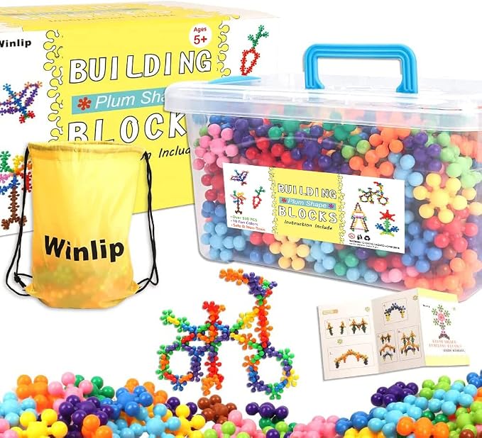 330 pcs Building Blocks, Educational Building Toys Stem Toys Building Discs Sets Interlocking Solid Plastic for Preschool Toddlers Girls and Boys by Winlip