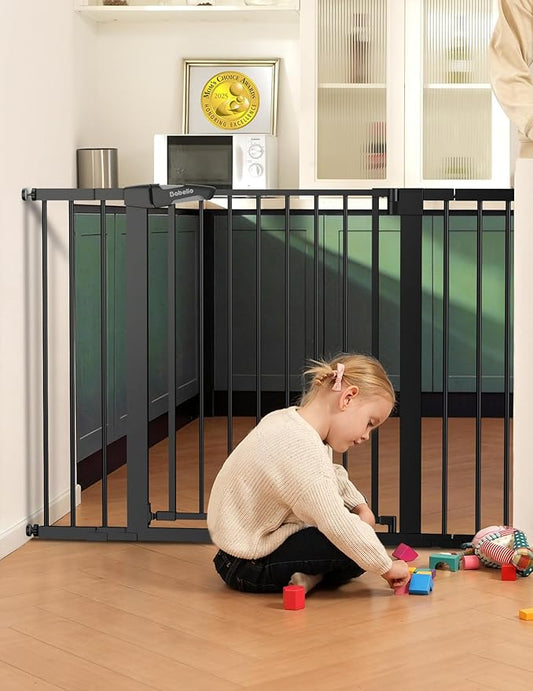 Babelio Baby Gate for Doorways and Stairs, PressGuard P7 Auto Close Dog Gate, 36" Tall Easy Install Pressure Mounted, fits for 29-43" Doorway, Safety Gate Door for Child and Pet, Black