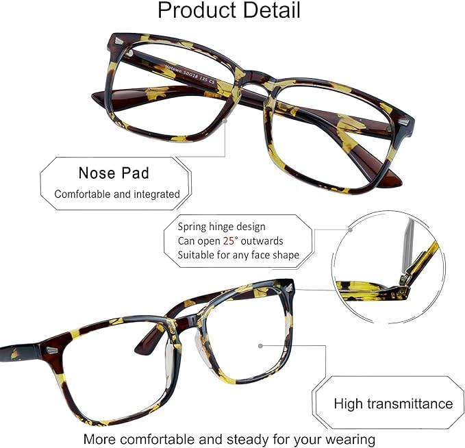 YEIN Bifocal Reading Glasses with Blue Light Blocking Lenses, Bifocal Reader for Women and Men, Vintage Square frame with Spring Hinge (+0.50/+2.75 magnification)
