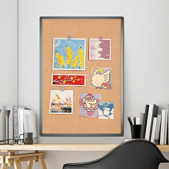 VIZ-PRO Cork Notice Board, 36 X 24 Inches, Cork Bulletin Board