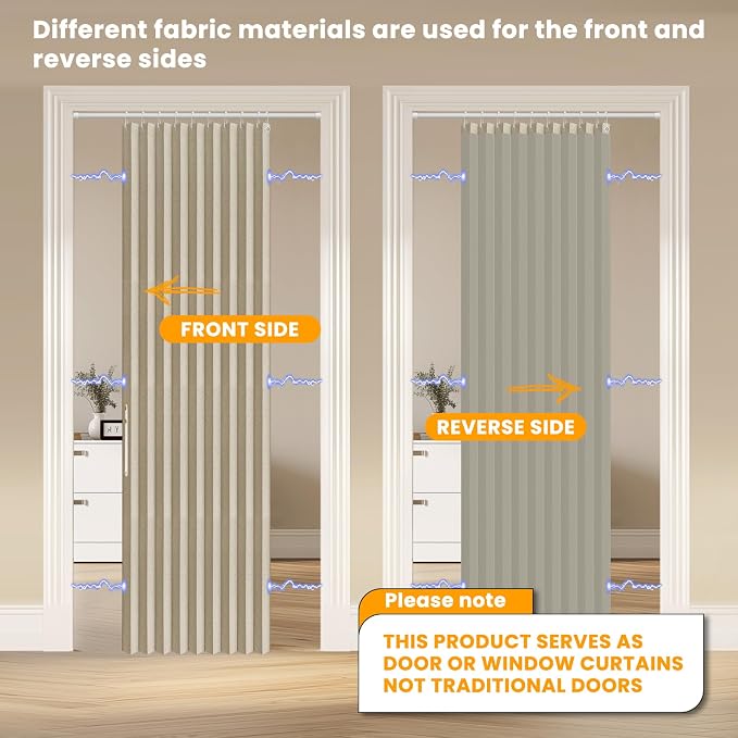 AJAZZ 100% Blackout Folding Door Accordion Door Closet Doors Curtain Invisible