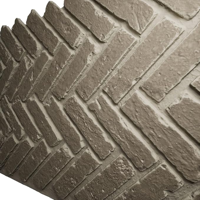 EverStone Herringbone Faux Brick Panel, 46 1/2"W x 25 1/4"H x 1"D, Antique