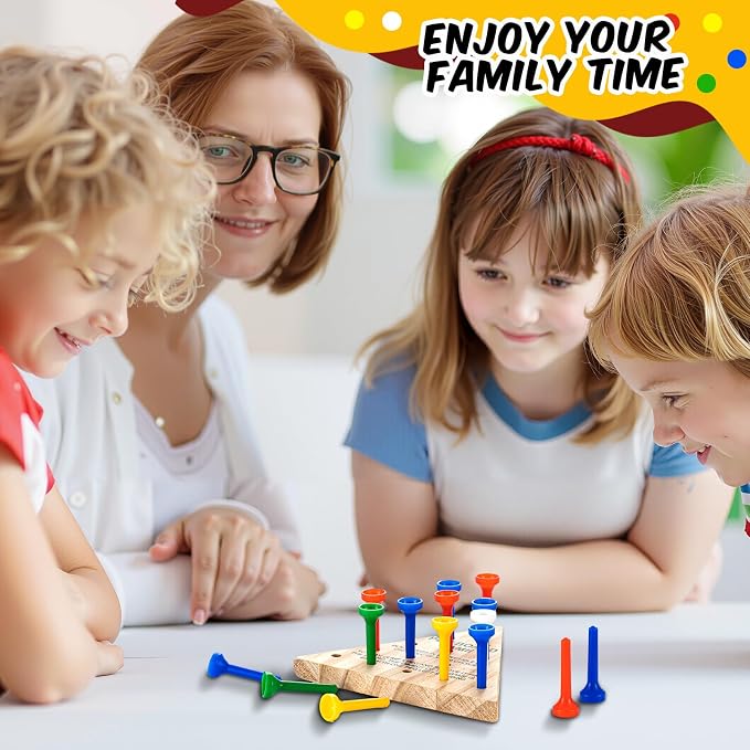Zhanmai 10 Sets Wooden Triangle Peg Travel Game, Multi-Color Peg