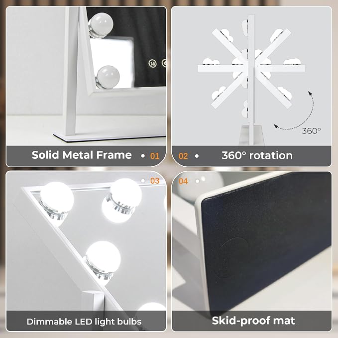 ZL ZELing Vanity Mirror with Lights, Makeup Mirror with Lights, Light up