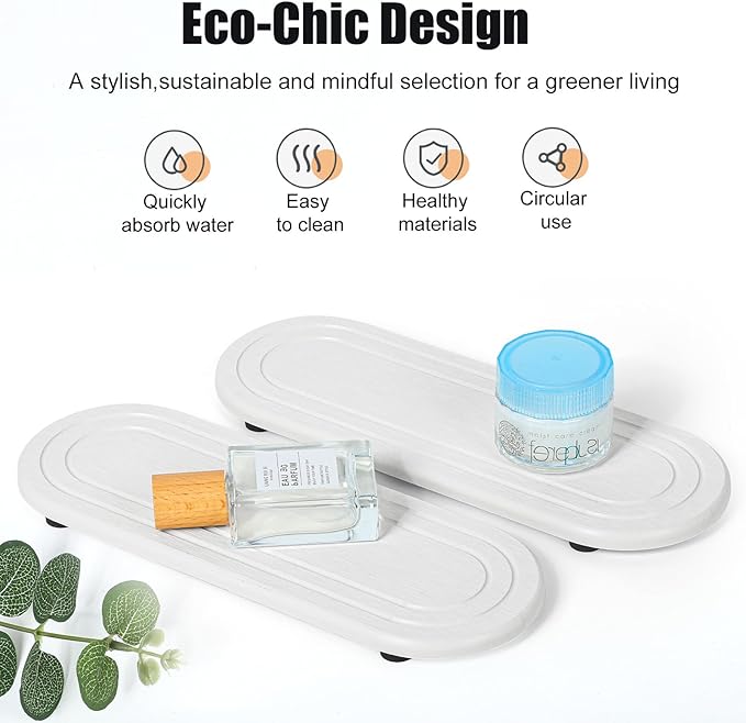 2PCS Water Absorbing Stone Tray, Fast Drying Diatomite Stone Sink Tray, Water Absorbent Diatomite Coasters, Stones Soap Trays for Kitchen Sink, Bathroom Counter Hand Soap Dish & Holders