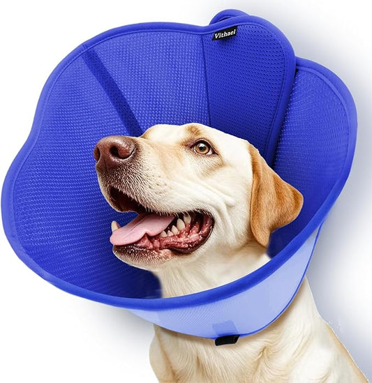 Upgraded Dog Cone Collar for Large Medium Dogs, Soft Dog Cone with Double-Layer Design, Adjustable Pet Recovery Collar for Dogs After Surgery, Elizabethan Collar (XL, Blue)