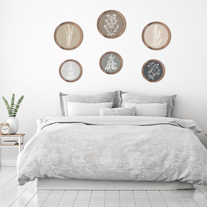 Threehoney 6 Pcs Framed Botanical Wall Art Set Floral Wall Art Vintage Boho