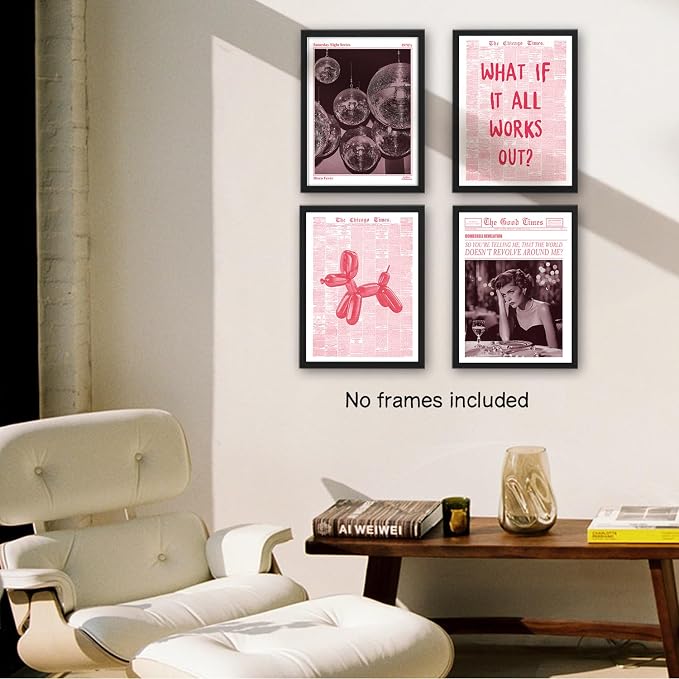 NaZaUK Trendy Preppy Retro Y2K Room Decor, Bar Cart Decor, 12x16 Prints