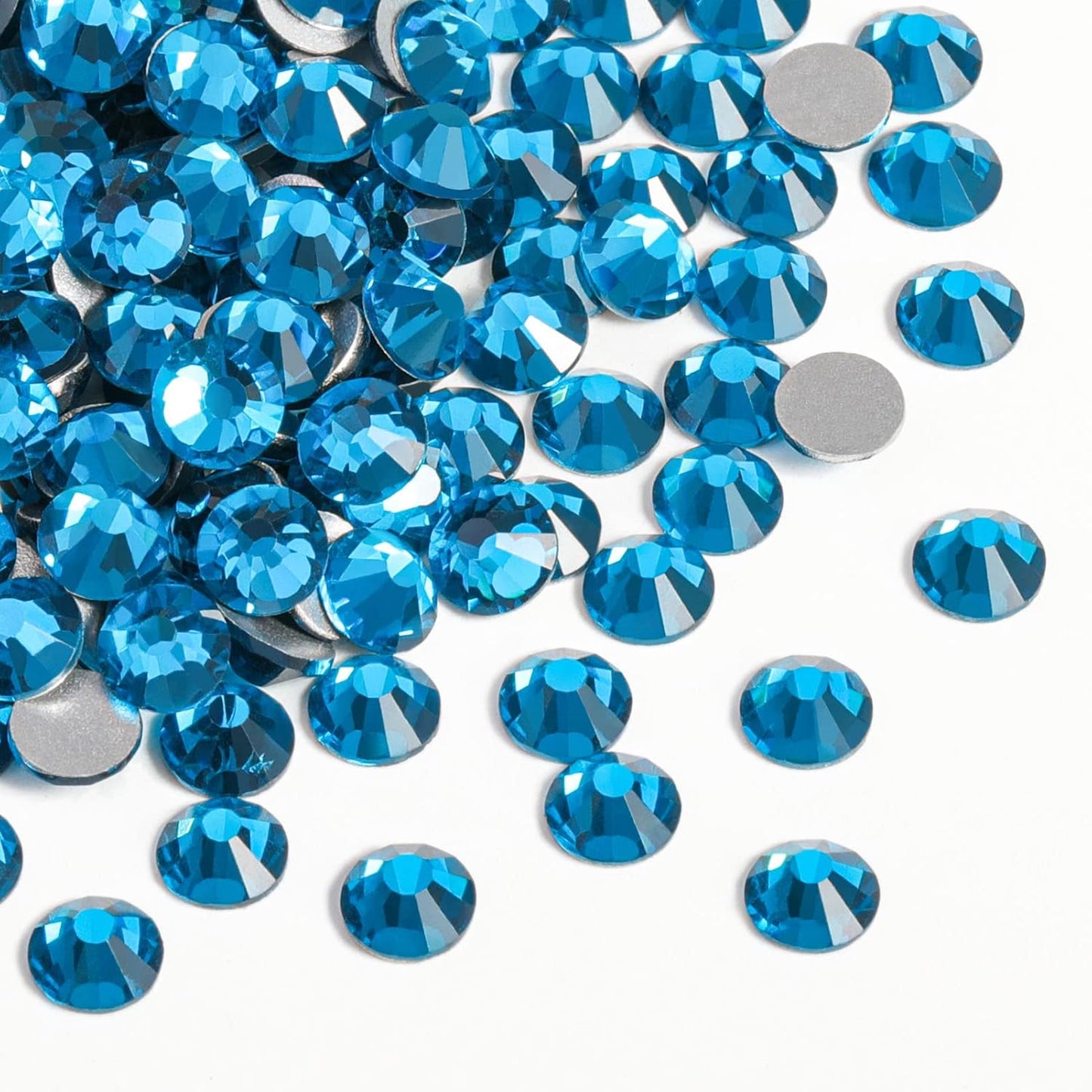 beadsland Flat Back Crystal Rhinestones Round Gems for Nail Art and Craft Glue Fix, Indicolite (2.9-3.0mm) SS12/1440pcs