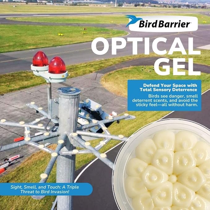 Bird Barrier Optical Gel Bird Deterrent – 200 Pack All-Natural Bird Gel – Deters Most Species Including Pigeons, Woodpeckers, Gulls, Crows, Starlings – Ideal for Ledges, Balconies, Signs, Equipment