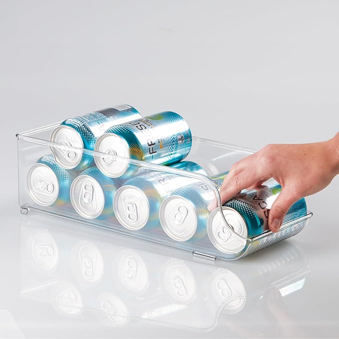 iDesign Soda Can Dispenser for Refrigerator or Pantry - Set of 3 - Clear - Made in USA