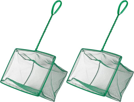 Pawfly Aquarium Fish Net with Braided Metal Handle Square Net with Soft Fine Mesh Sludge Food Residue Wastes Skimming Cleaning Net for Fish Tanks Small Koi Ponds and Pools