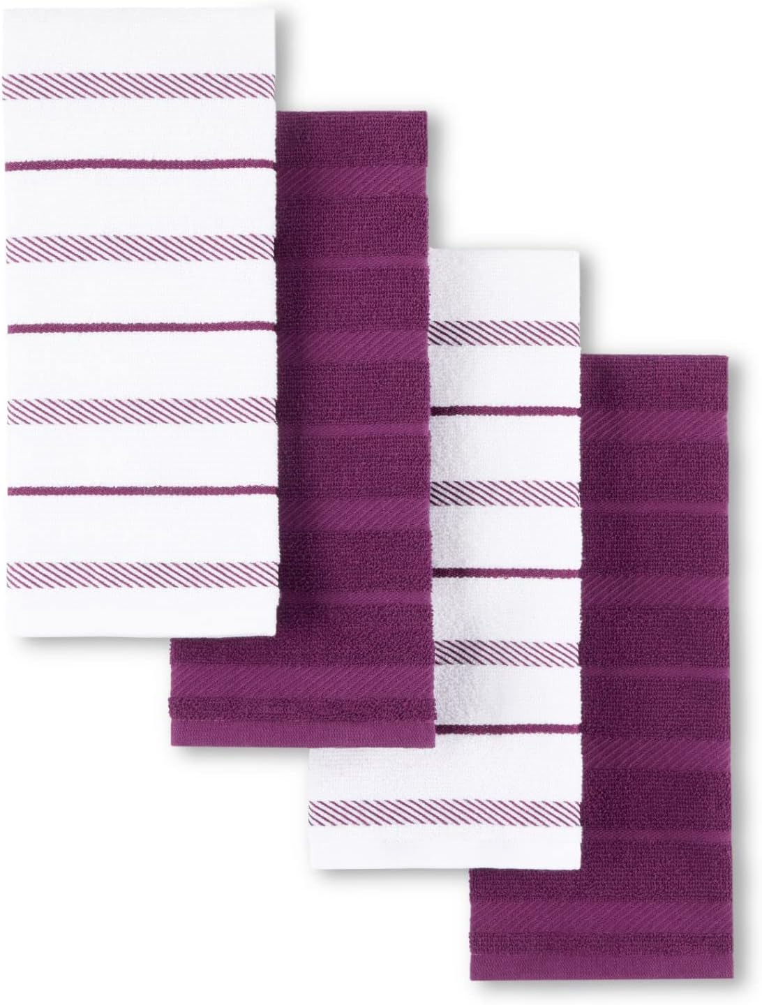 KitchenAid Albany Kitchen Towel 4-Pack Set, Milkshake Tan/White, 16"x26"