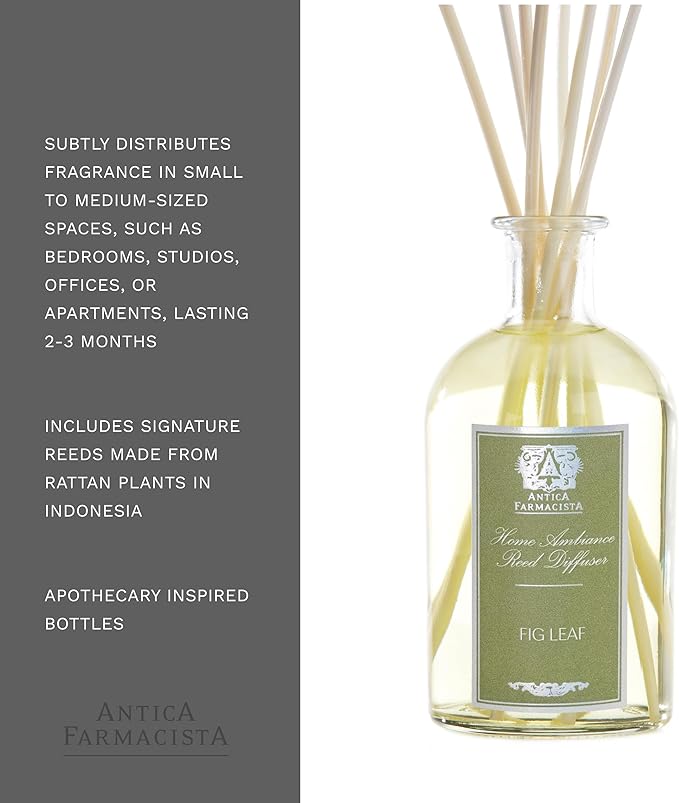 Antica Farmacista Home Ambiance Diffuser - Long-Lasting Reed Scent Diffuser - Luxury Room Freshener Gift - Fig Leaf, 8.45 fl oz