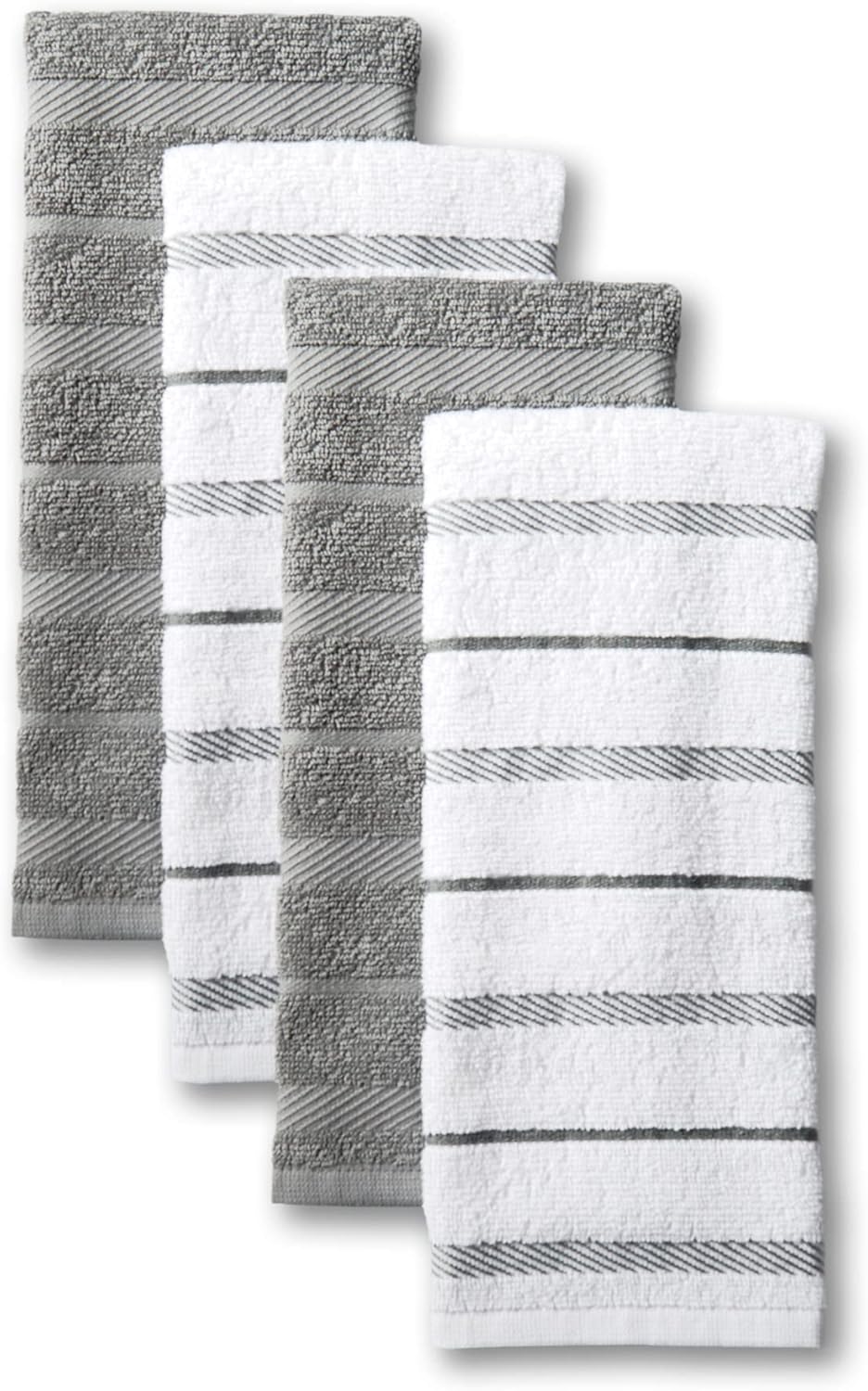 KitchenAid Albany Kitchen Towel 4-Pack Set, Milkshake Tan/White, 16"x26"