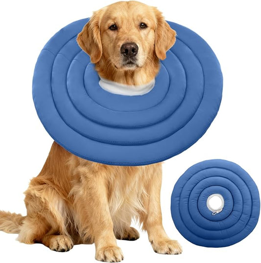 IDOMIK Dog Recovery Collar, Waterproof Soft Dog Cone After Surgery, Comfy Protective Elizabethan Collar Alternative for Dogs Cats, Adjustable Pet Neck Donut Cone Anti-Licking Biting Wounds,Navy,3XL