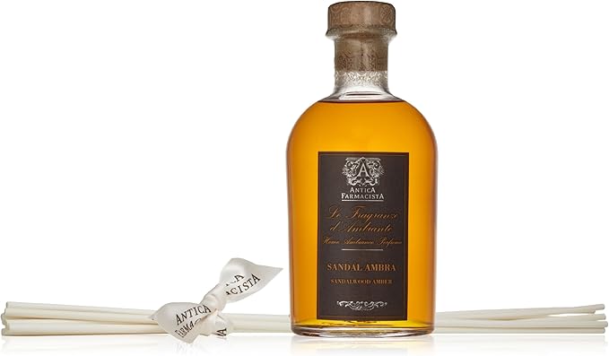 Antica Farmacista Home Ambiance Diffuser - Long-Lasting Reed Scent Diffuser - Luxury Room Freshener Gift - Sandalwood Amber, 8.45 fl oz