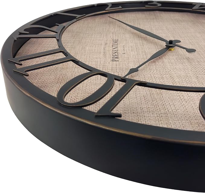 Presentime & Co 21" Farmhouse Series Wall Clock, Cottage Style, Faux Burlap