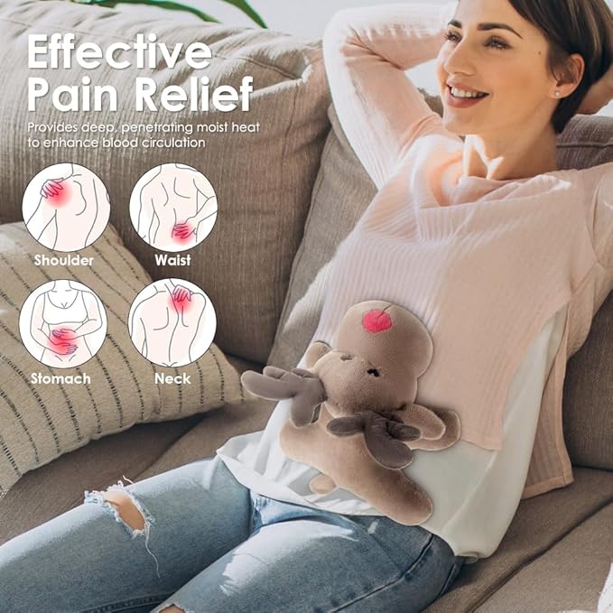 Microwave Heating Pad Unscented Deer Heating Pad Microwave, Microwave Bean Bag Animals Heating Pad for Neck and Shoulders, a Great Gift for Friends (Brown) - 1 Pack