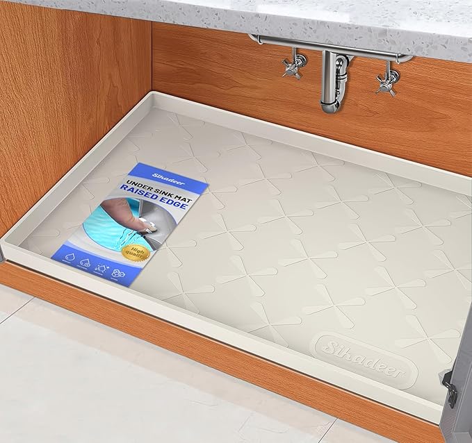 SIKADEER 22" x 22" Under Sink Mat Waterproof, Silicone Mat Kitchen Drawer Shelf and Cabinet Liner, Sink Protector for Kitchen Organizers and Storage, Boot Tray Pet Food Mats