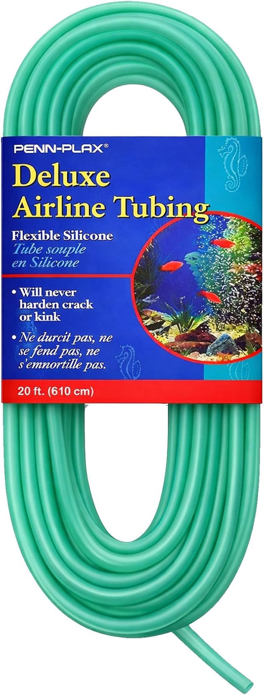 Penn-Plax Aqua-Life Deluxe Silicone Airline Tubing - 3/16 Inch Flexible Airline Hose for Aquarium Pumps, Fish Tank Line for Air Stones & Filters - Safe for Freshwater & Saltwater - 20 ft Long, Green
