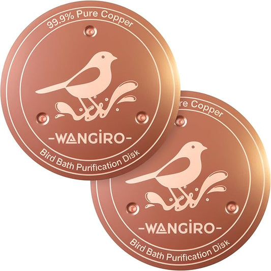 Bird Bath Copper Disk 2PCS-99.99% Pure Copper Purification Disk 1 mm Thick with Triple Support for Outdoor Birdbaths Bowls,4 Inch