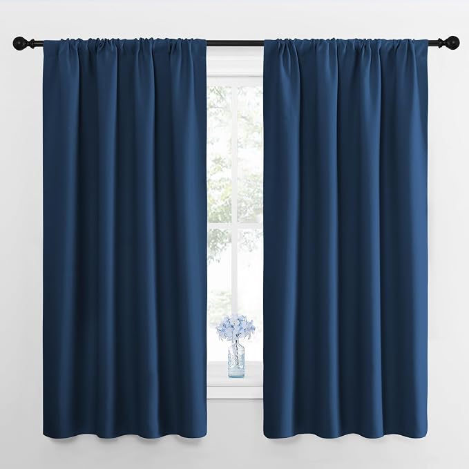 NICETOWN Blackout Curtains for Bedroom, Moroccan Blue, 1 Pair, 42 by 45-inch