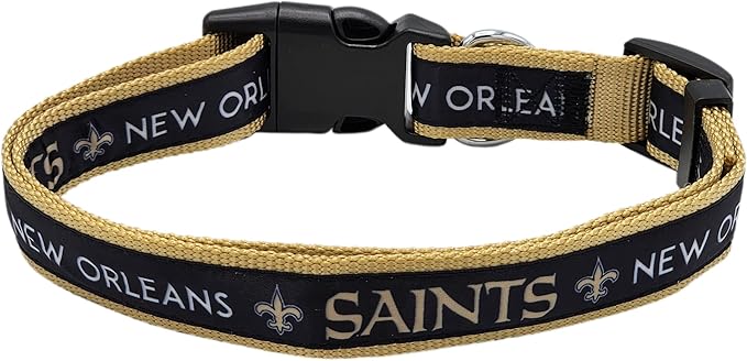 Pets First NFL New Orleans Saints Licensed PET COLLAR, Small - Heavy-Duty, Strong, and Durable Dog Collar. Available in 31 Football Teams and 4 Sizes