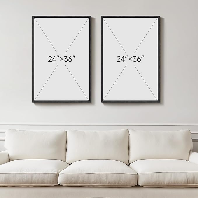 Large Framed Neutral Abstract Wall Art Set of 2