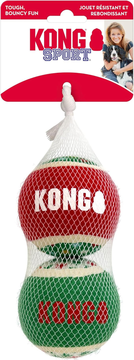 KONG Holiday Sport Balls 2-pk Assorted - for Large Dogs