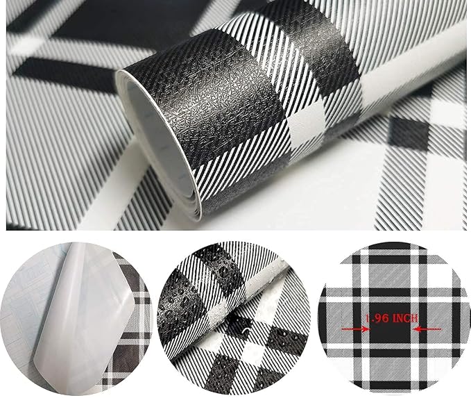 Guvana 17.7"x118" Black and White Trellis Contact Paper Peel and Stick