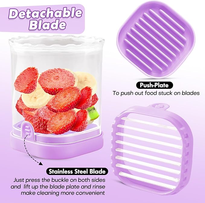 Creative Strawberry & Fruit Slicer - Detachable Cutter with Push Plate (Purple)