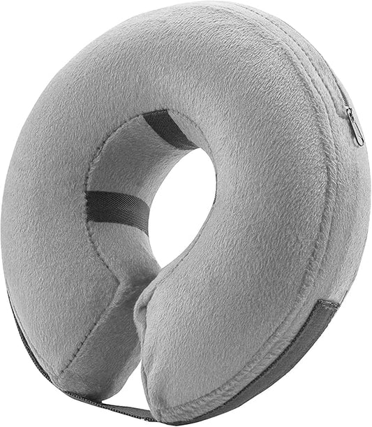BENCMATE Inflatable Dog Cone Collar Alternative, Soft Dog Cone for Small Medium Large Dogs and Cats, Neck Recovery ECollar Donut Collar After Surgery (Large+, Grey)
