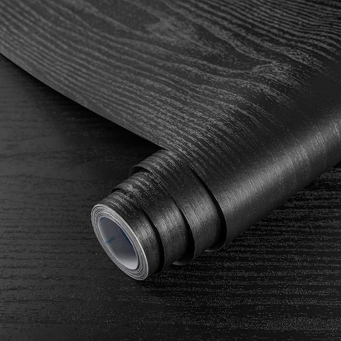 practicalWs Black Wood Contact Paper 17.7'' x 590.5'' Peel and Stick Wood