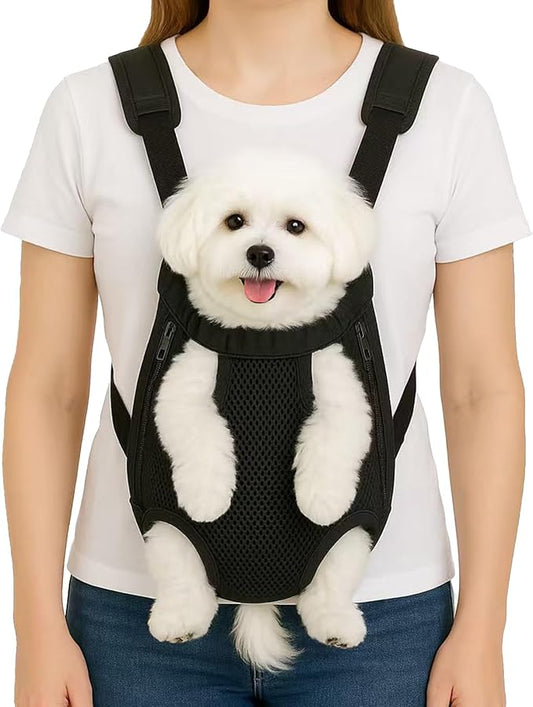 Dog Backpack Carrier, Adjustable Pet Front Carriers, Legs Out Carrying Sling Travel Bag for Small Medium Dogs 2.5-4 Lbs, Soft Wearable Puppy Chest Carry Backpacks for Walking/Hiking/Camping/Traveling