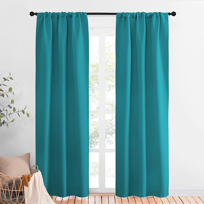 NICETOWN Peacock Blue Blackout Curtains Panels