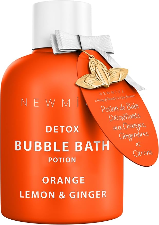 Natural Detox Citrus Bubble Bath Long Lasting Foaming Soak with Orange Ginger Lemon Essential Oils for Relaxation Hydration Stress Relief Spa Gift