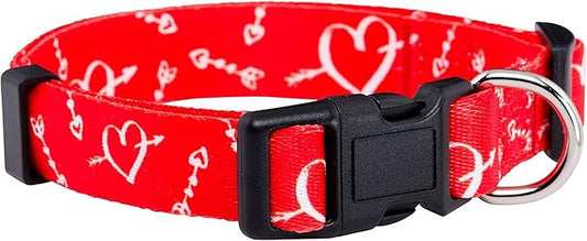 Native Pup Valentine’s Dog Collar- Valentines Day Pet Collars- Valentine Girly Hearts- Pink Red Heart- Cute Boy Girl Puppy Gift- Adjustable for Small, Medium, Large Breeds (Cupid's Arrows, Small)