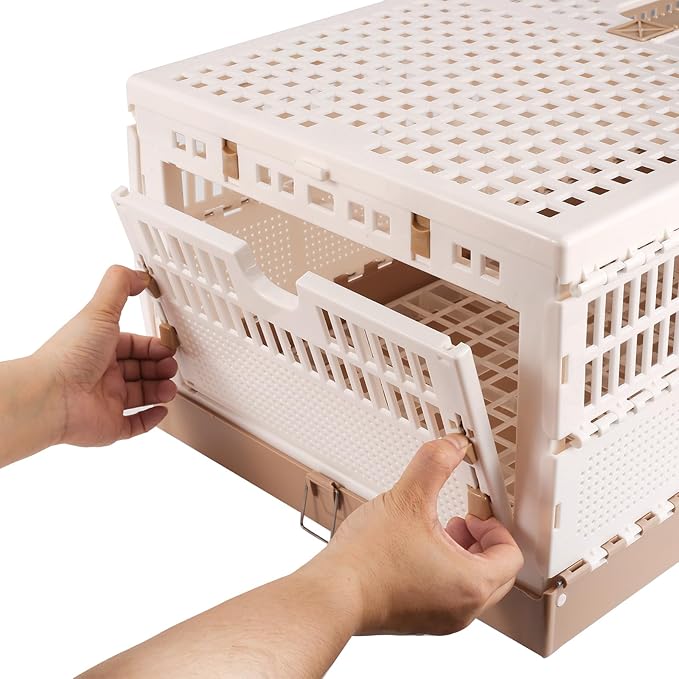 Plastic Foldable Pigeon Cage with Handle, Portable Bird Travel Carrier Cage Pigeon Cage Pairing Cage Pigeon Nest Box Easy to Clean for Training and Release Competition(M)(Three Doors)