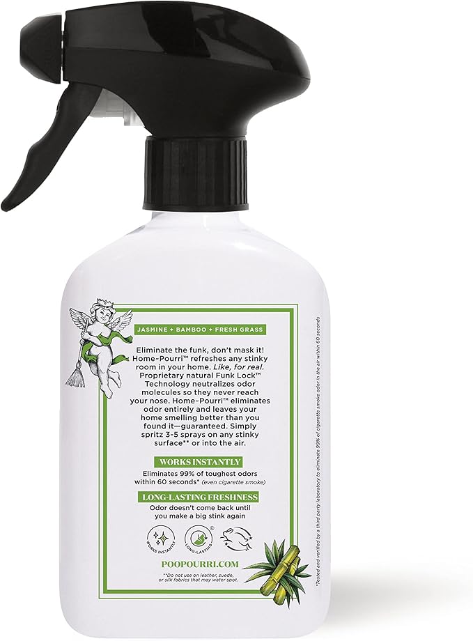 Home-Pourri Air + Fabric Multi-Purpose Odor Freshener Spray, Bamboo Rain, 11 Fl Oz - Jasmine, Bamboo and Fresh Grass (Pack of 2)
