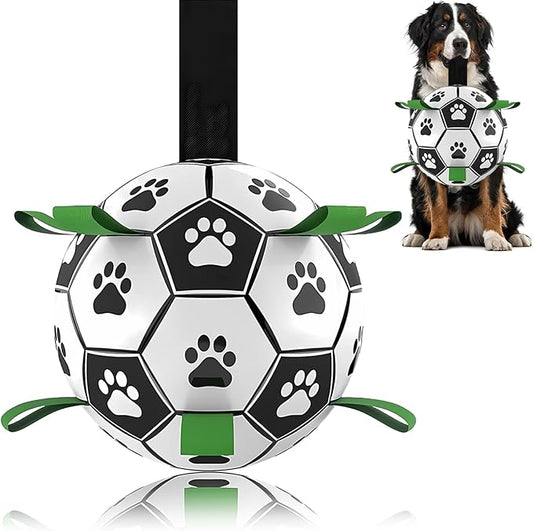 Ropes Soccer Balls Toy - Interactive Dog Toys for Tug of War, Puppy Birthday Gifts, Water Toy, Durable Balls World Cup for Large Dogs (9 Inch)