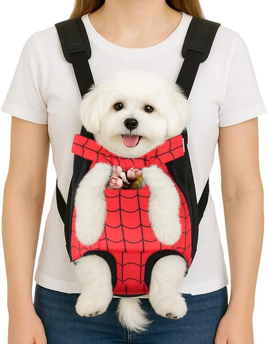 Dog Backpack Carrier, Front Pocket for Essentials, Pet Sling Front Backpacks for Small Medium Dogs 7-11 Lbs, Legs Out, Adjustable Wearable Puppy Chest Travel Bag, Easy-Fit for Hiking/Walking/Camping