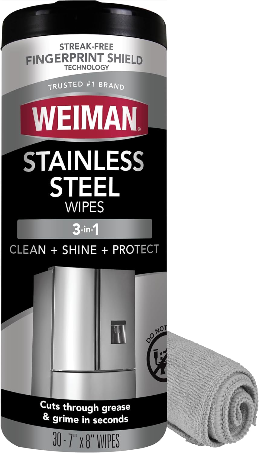 Weiman Stainless Steel Cleaner and Polish Wipes, 30 Count