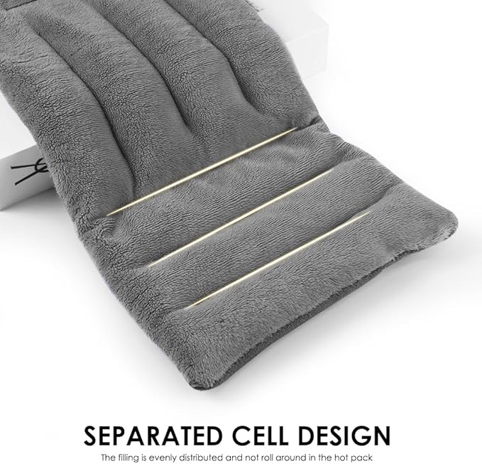 Microwave Heating Pad for Pain Relief, 8 x 18 Microwavable Moist Heat Pads for Neck, Shoulder, Back, Knee, Period Cramps, Rice Heat Pack Hot & Cold Compress Reusable & Portable, Grey
