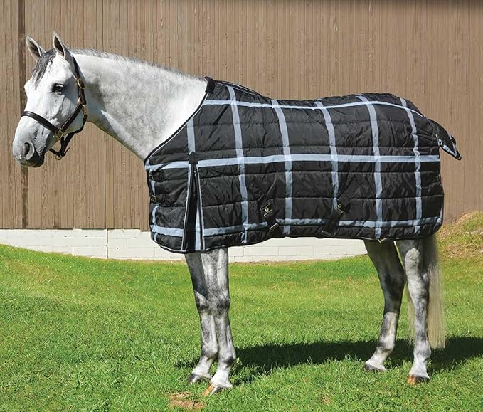 Country Pride Highland 1200D Lightweight Stable Blanket (74, BlackPlaid)