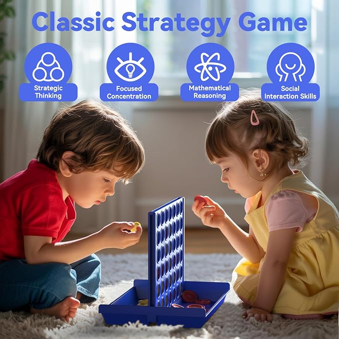 Pup Go 4 in a Row Connect Board Game for Kids 3+, Family Games for Children | Standard Size Connect Board Games for Adults, Party Game, 2 Player Strategy Game for Children, All-in-1 Storage 6 Spare Discs