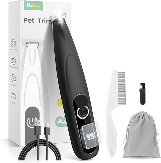 Dog Clippers with LED Display,35dB Ultra-Low Noise Dog Paw Trimmer Shaver, Cordless Hair Trimmer with LED Light,Type-C Rechargeable Cat Clippers for Grooming Paws, Ears, Face, Rump